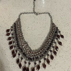 Elegant Silver and Purple Beaded Necklace